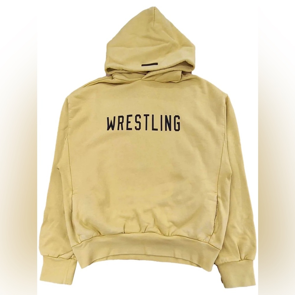 NWT FEAR OF GOD ESSENTIALS Wrestling Heavy Fleece Vintage Shrunken Hoodie Amber